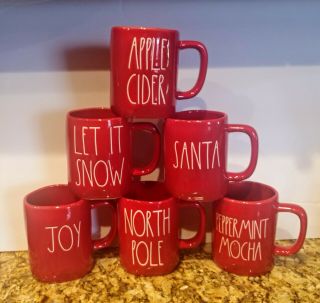 Rae Dunn Mug Christmas Santa,  Joy,  North Pole,  Let It Snow,  Peppermint Mocha