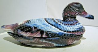 Vintage L.  G.  Wright Blue Black And Purple Slag Glass Candy Dish
