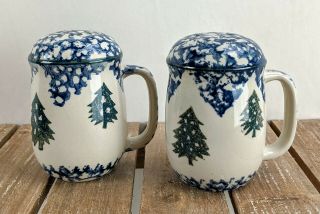 Folk Craft Cabin In The Snow Tienshan Country Rustic Salt Pepper Blue Speckle