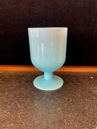 Portieux Vallerysthal French Blue Opaline Milk Glass Goblet