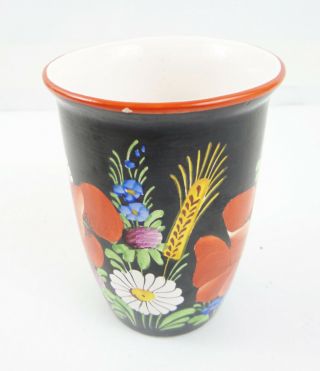 Vintage Chodovia Czechoslovakia Art Deco Hand Painted Mug Cup Poppy Wheat Daisy