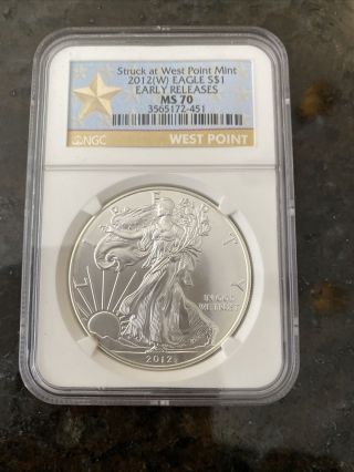 2012 (w) American Silver Eagle Ngc Ms70 Early Releases Star Label