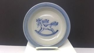 1991 Rowe Pottery Blue Salt Glaze Rocking Horse Bowl