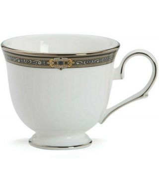 Two Lenox Vintage Jewel Teacup /coffee Cup Platinum Gold Black Banded