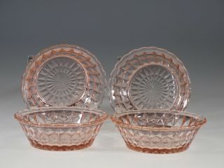 Set Of 4 Deco Jeannette Glass Company Pink Windsor Small Berry Bowls C.  1935
