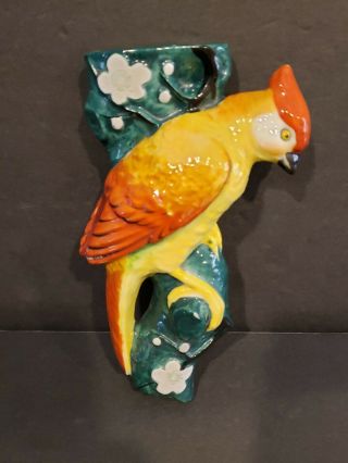 Vintage Made In Japan Parrot Wall Pocket Vase Bird Home Décor