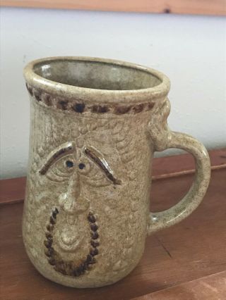 Estate Large Tan & Brown Man Face w Goatee Pottery Coffee Cup Mug – 5.  75 inches 2
