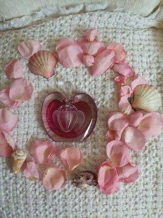 Vintage Murano Heart Shaped Sommerso Art Glass Hand Blown Perfume Bottle