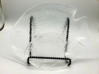 Set Of 12 Arcoroc France Fish Shaped Clear Glass Plates Dinner Bread Les Poisson