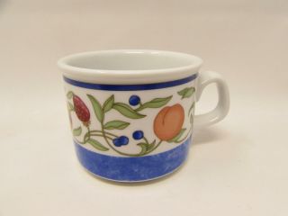 Fiance Fruits By Dansk Coffee Cup Fruit Blue Band Green Leafs B274