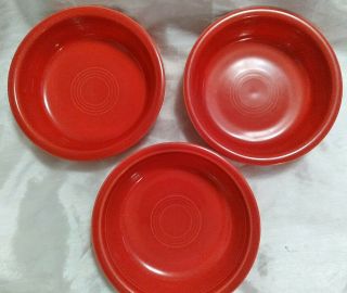 3 Fiesta Ware Dark Red Berry 7 " Cereal/soup Bowls Usa