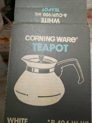 Vintage Corning Ware White Coffee Tea Pot P - 104 6 Cup
