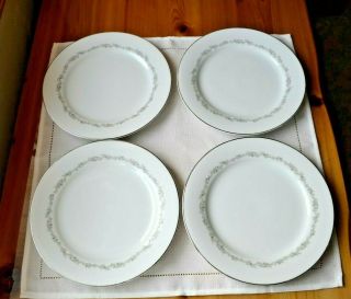 Set Of 4 Vtg Noritake Crestmont Salad Plates 8 1/4 " Gray Scroll Platinum Trim