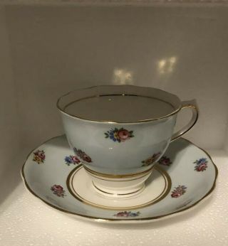 Colclough English Bone China Teacup And Saucer Tea Roses & Spring Flowers Gilted