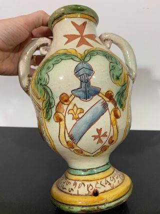 Vintage Signed Studio Artisan Italian Majolica Art Pottery Water Vessel Jug Vase