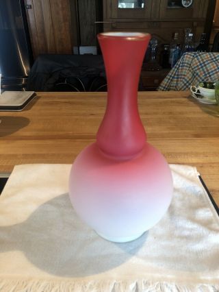 Thomas Webb Pink Cased Peach Blow Large Vase Circa 1880s