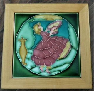 Vtg Art Nouveau Arts & Crafts Ceramic Decorative Tile Girl Porteous 8x8 Trivet