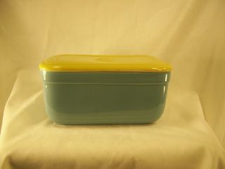 Vintage Westinghouse By Hall China Co Oblong Refrigerator Dish Blue & Yellow