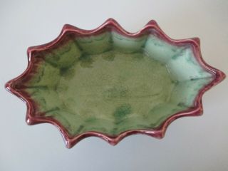 McCoy Pottery Planter Pot Green W/ Purple Drip Glaze Oval Window Box Vtg (2) 3