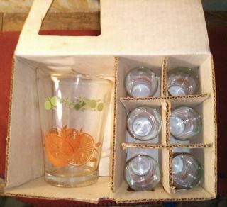Vintage Bartlett Collins Orange Crush Pitcher With 6 Juice Glasses