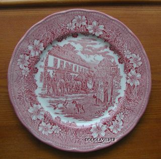 Royal Tudor Coaching Taverns Pink England China 10 1/4 " Large Size Dinner Plate