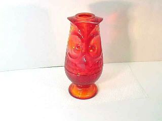 Fabulous Vintage Viking Art Glass Ruby Red Owl Glimmer Fairy Tea Candle Lamp Mcm