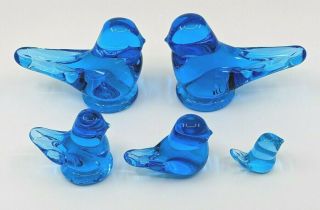 Bluebird Of Happiness Art Glass Terra Studios Set Of 5 Vintage 1991 - 1994
