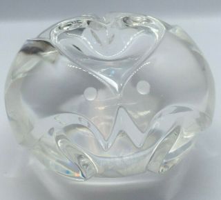 Steuben Turtle Doves Heart Clear Crystal Paperweight Hand Palm Cooler Signed