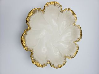 Lenox Leaf Dish Scalloped Oyster Shell Bowl 7 1/2 " With Gold Gilt Trim
