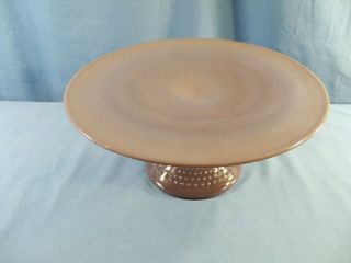 Mosser From Fenton Mold Eggplant Purple Glass Hobnail Footed Cake Stand
