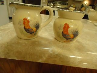 Home & Garden Party Ltd Rooster Creamer & Sugar With Lid