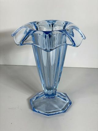 1930s Art Deco - Blue Depression Glass - Sowerby Vase - Stunning -