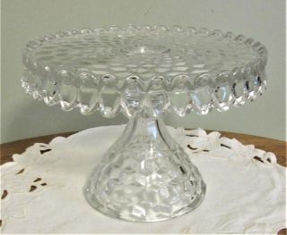 Lovely Vintage Fostoria American Clear 10 In.  Cake Stand / Pedestal,  Pristine