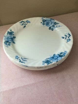 Six Corelle Blue Velvet Rose 10 1/4” Plates