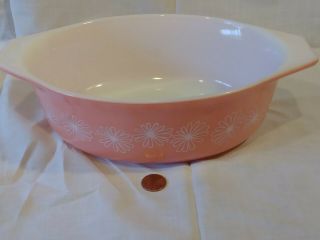 Mid Century Vintage Pink Daisies Pyrex Oval Casserole Dish No Lid Great Conditio 2