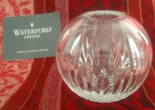Vintage Waterford Irish Cut Glass Crystal Round Balloon Rose Bowl Vase 4 "