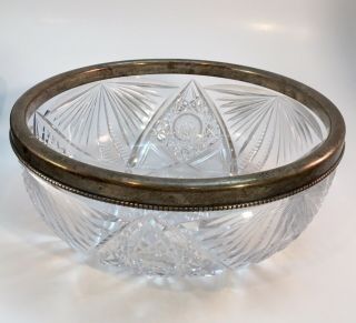 Abp American Brilliant Period Cut Glass Crystal Bowl Gorham Sterling
