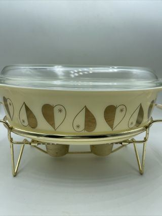 Vintage Pyrex Golden Hearts Cinderella Casserole 2 1/2 Qt 045 Candle Warmer