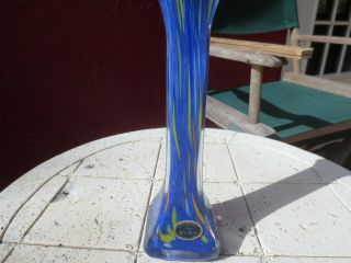 Lavorazione Murano Blue Art Glass Vase Italy