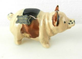 Grindley Ware Pottery Ohio Miniature 1 3/4 " Tall Tan Brown Pig Figurine F24