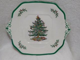 Spode Christmas Tree Square Cake Plate With Handles