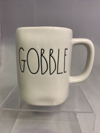 Rae Dunn By Magenta Coffee Mug Tea Cup Ceramic Gobble White Thanksgiving