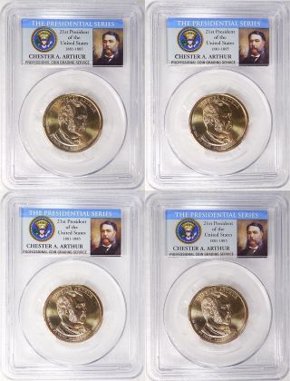 2012 P & D Pos.  A & B Chester Arthur President Dollar Pcgs Ms 66 (4 Coin Set)
