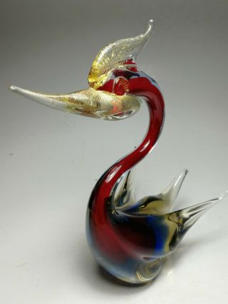 Vintage Murano Venetian Art Glass Bird Aventurine Gold Sommerso Barbini? Uranium