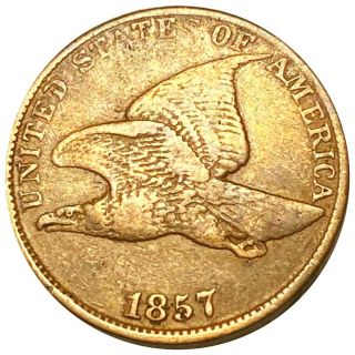1857 Flying Eagle Cent,  Features 1c Copper Collectible Penny No Res