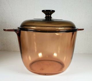 Amber Vision Ware 3.  5 L Dutch Oven Stock Pot - Visions Corning Glass Cookware Qt