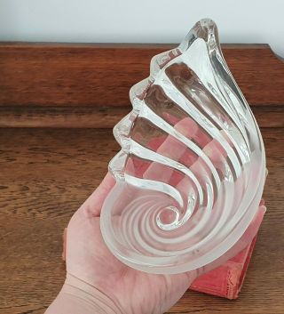 Frosted Art Glass Shell Dish Minimalist Coastal Beach House Art Deco Style