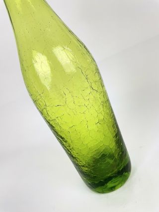 Vintage Blenko Crackle Glass Emerald Green Vase,  10.  5” Center Piece 2