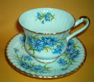 Paragon - F54h Blue Flowers - Stunning Bone China Cup & Saucer - Made In England