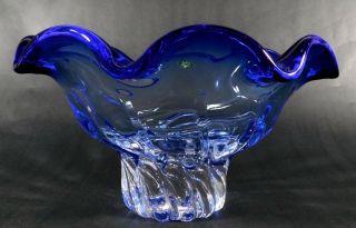 Shannon Crystal Designs Of Ireland Clear Turning To Blue Bowl 10 " Wide